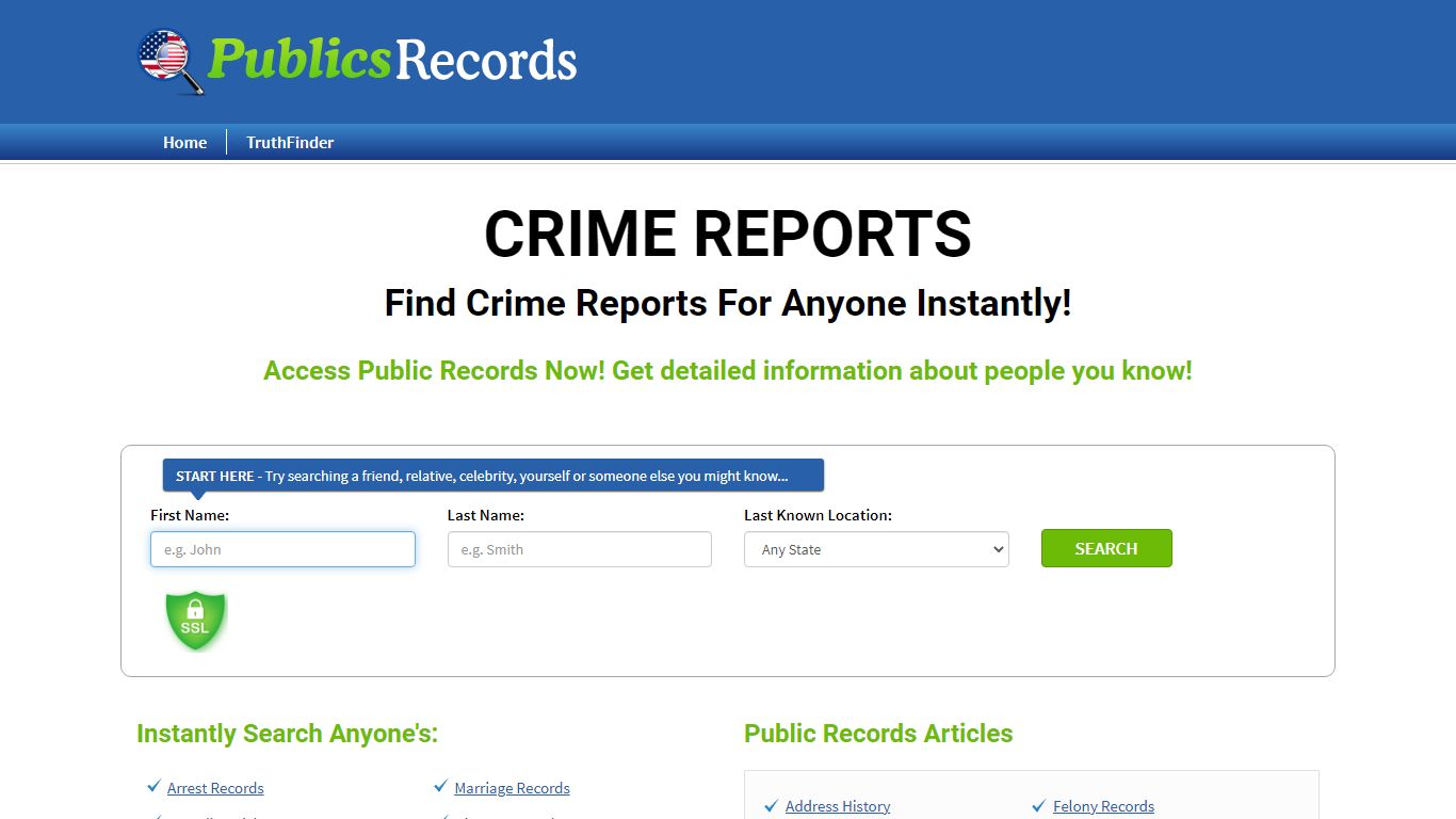 Find Crime Reports For Anyone - publicsrecords.com